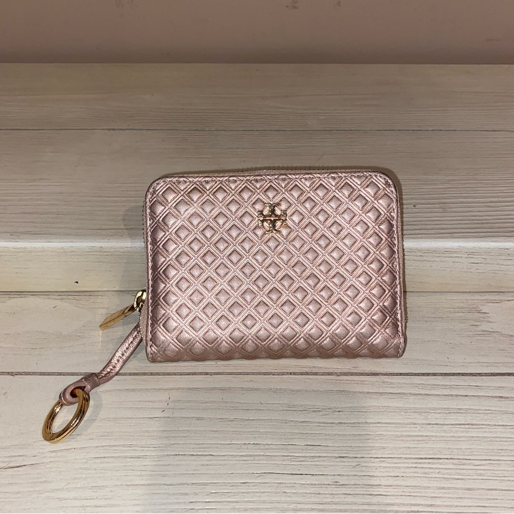 Tory Burch Marion Rose Gold Small Key Chain Wallet EUC - Picture 2 of 11